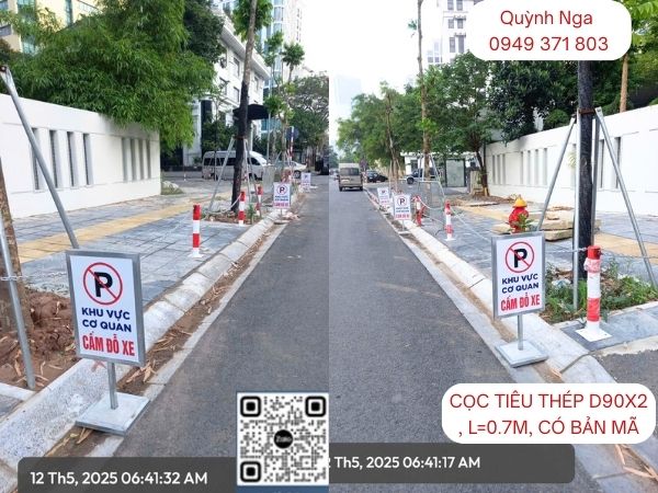 Ứng dụng cọc tiêu thép lắp trên vỉa hè