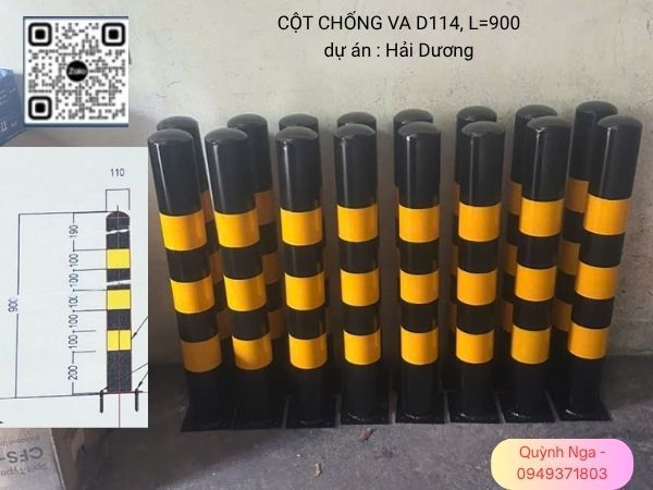 Cột chống va D114 cao 900mm tại dự án Hải Dương Cột chống va D114 cao 900mm tại dự án Hải Dương