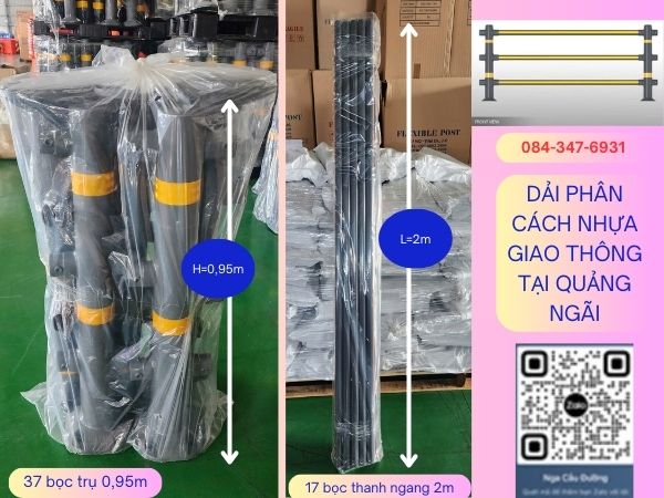 Dải phân cách HDPE - kích thước Cột và thanh Ngang