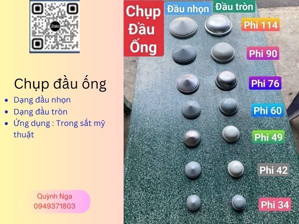 Mẫu và kích thước Đầu chụp ống thép