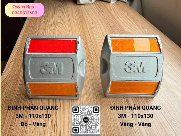 Đinh phản quang 3M - 100x100 - loại 2 mặt vàng và loại mặt đỏ - vàng
