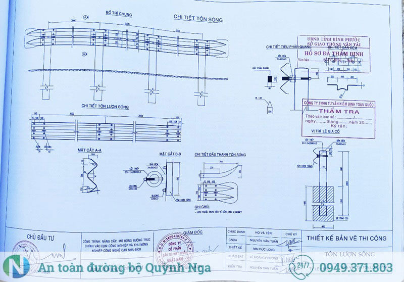 Bản vẽ hộ lan tôn sóng tại Bình Phước