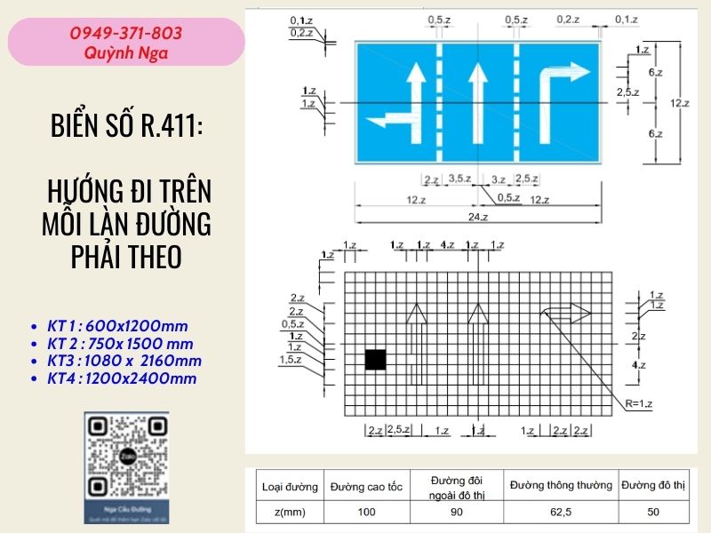 Kích thước biển báo R.411