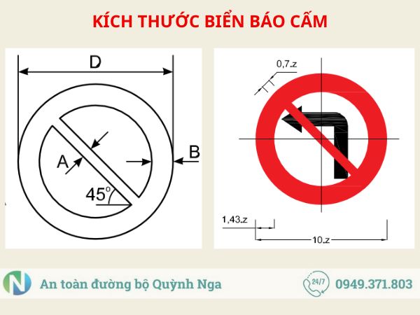 Kích thước chung các loại biển báo cấm