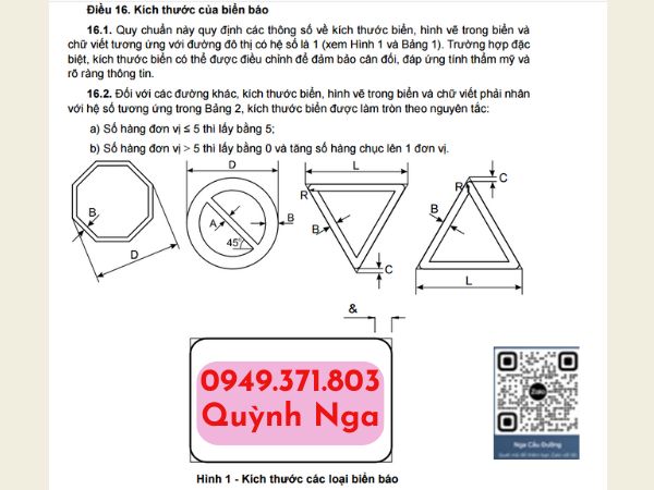 Kích thước biển báo theo quy chuẩn 41 2019