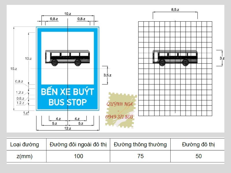 Kích thước biển báo bến xe buýt i.434a