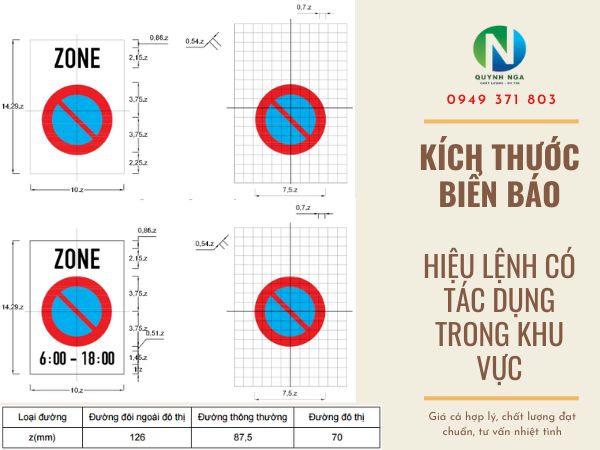 Kích thước biển hiệu lệnh có tác dụng trong khu vực