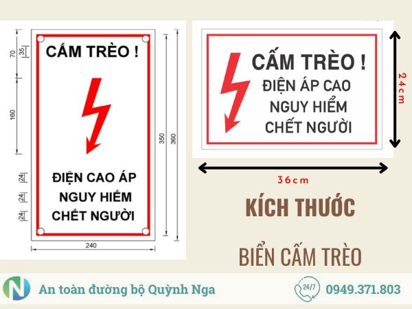 Kích thước Biển Cấm trèo điện cao áp nguy hiểm chết người