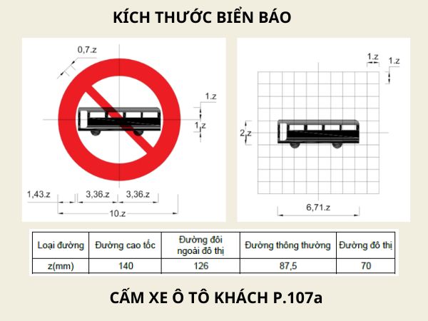 Kích thước biển cấm xe khách