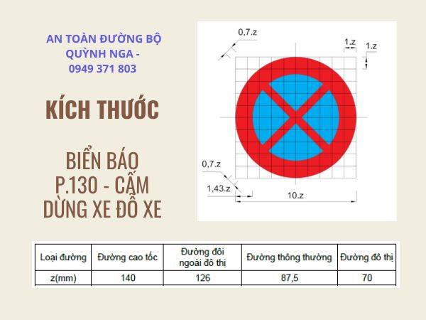 Kích thước biển báo P.130