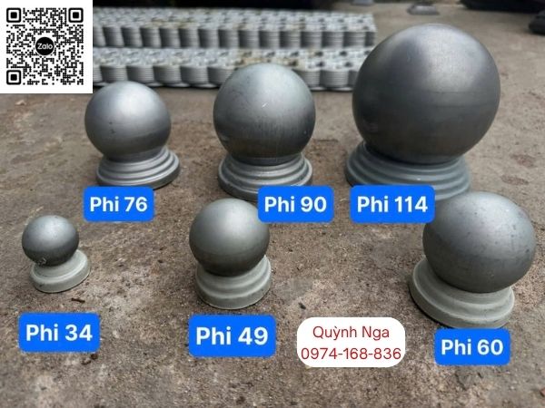 Kích thước quả cầu sắt rỗng đé tròn