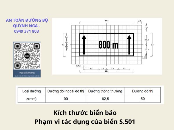 Kích thước biển báo S.501