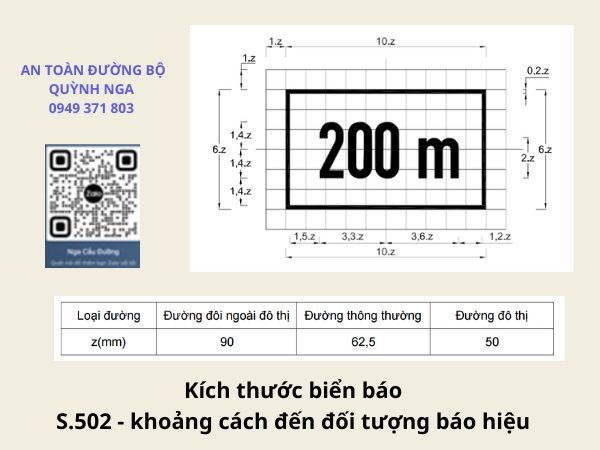 Kích thước biển báo S.502