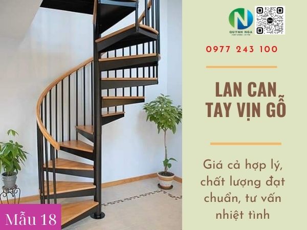 thi công lan can cầu thang sắt tay vịn gỗ