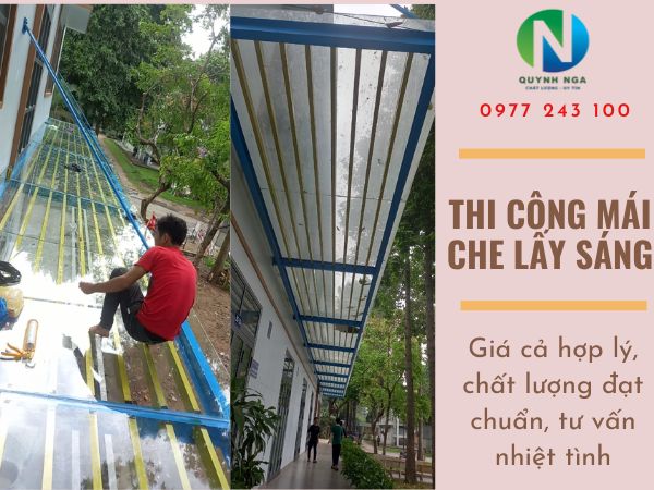 thi công mái che lấy sáng trường học