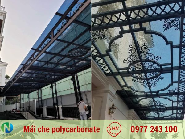 Thi công mái che bằng tấm lợp polycarbonate