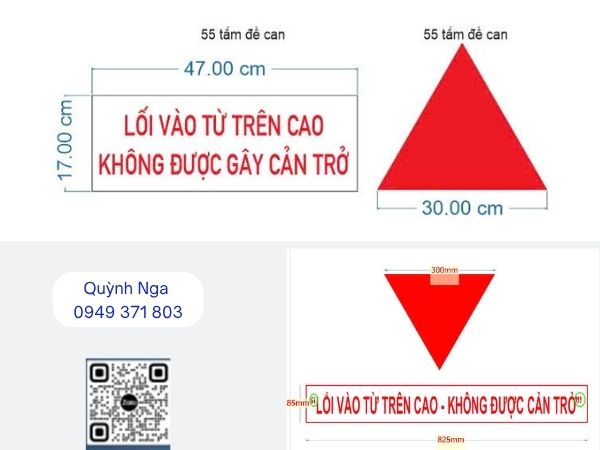 Maket Thiết kế Biển báo LỐI VÀO TRÊN CAO KHÔNG GAY CẢN TRỞ