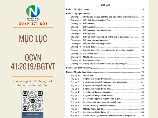 Mục lục quy chuẩn 41 2019