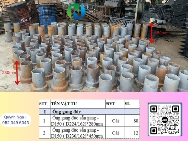 Ống gang cầu đúc tại Xưởng Đúc Thái Nguyên trước khi sơn hoàn thiện Ống gang cầu đúc tại Xưởng Đúc Thái Nguyên trước khi sơn hoàn thiện