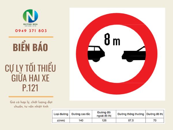 Biển Báo Cự Ly Tối Thiểu Giữa Hai Xe P.121 - Kích Thước Và Báo Giá