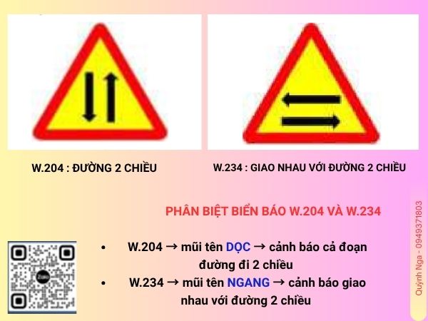 Phân Biểt Biển báo Đường 2 chiều và biển báo giao nhau đường 2 chiều