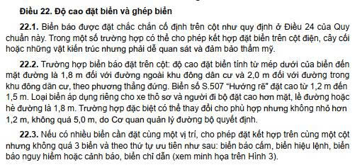 Quy định vê  chiều cao biển theo quy chuẩn 41/2024