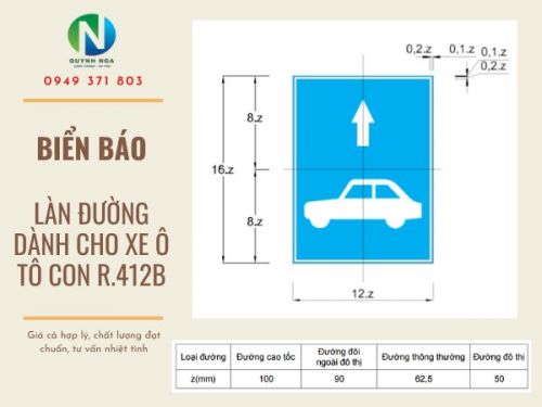 Biển Báo Làn Đường Dành Cho Xe Ô Tô Con R.412b