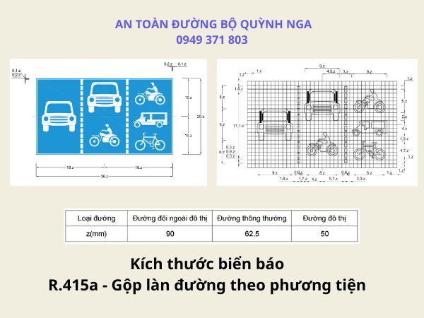 BIển R.415a Gộp làn đường theo phương tiện