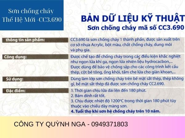 Đặc điểm Sơn chống cháy Thế Hệ Mới CC.3690