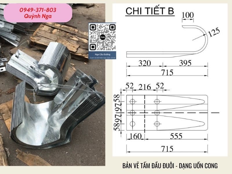 Kích thước đuôi sóng dạng uốn cong