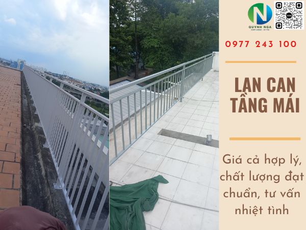 Thi công lắp đặt lan can tầng mái