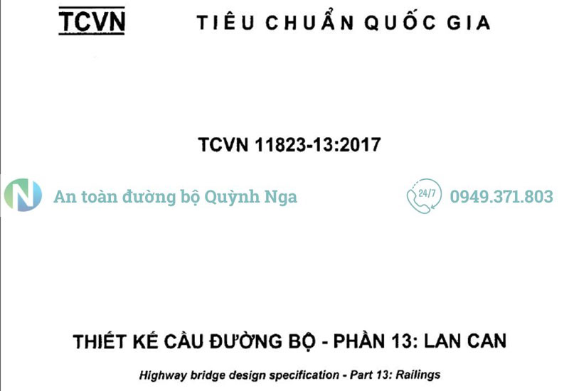 Tieu chuẩn thiết kế lan can cầu TCVN11823-13:2017