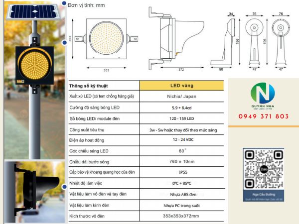 Thông số kỹ thuật đèn chớp vàng cảnh báo giao thông