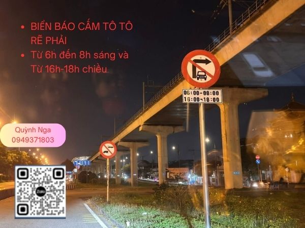Biển báo cấm ô tô tải rẽ phải - kết hợp biển báo phụ biểu thị thời gian