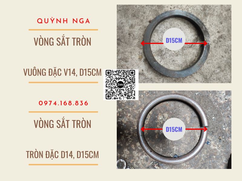 Vòng sắt tròn Đặc vuông D14 và tròn D14