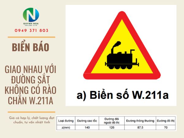 Biển Giao Nhau Với Đường Sắt Không Có Rào Chắn W.211a