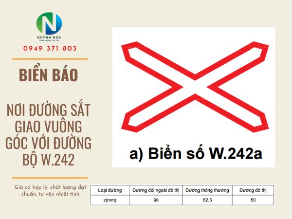 Biển Báo Nơi Đường Sắt Giao Vuông Góc Với Đường Bộ W.242 - Chữ X màu đỏ