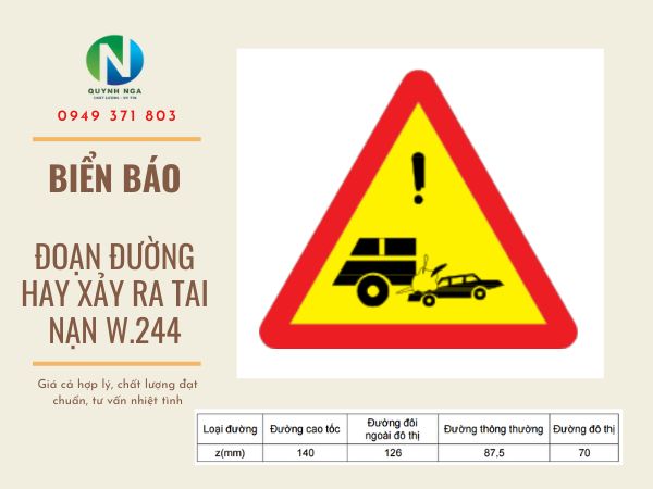 Biển Báo Đoạn Đường Hay Xảy Ra Tai Nạn W.244 - Kích Thước Và Báo Giá